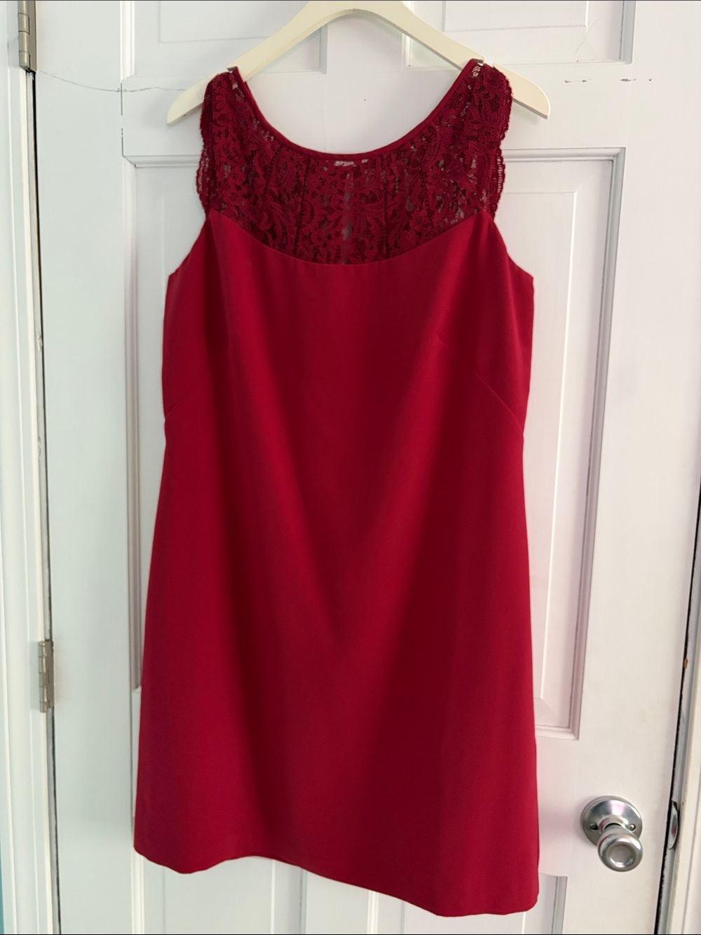 White House Black Market Red Lace Yoke Sleeveless Mini Dress